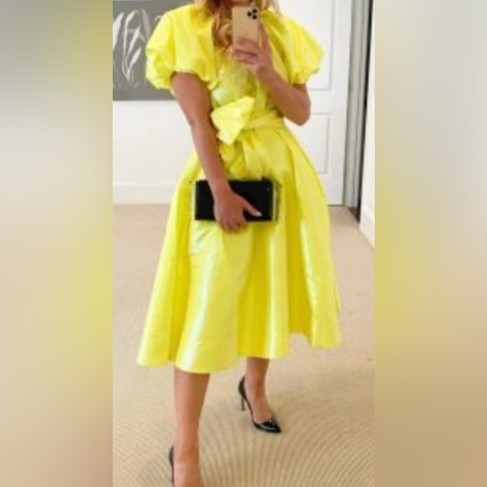 Christopher John Rogers for Target Yellow Puff Sleeve Midi Dress